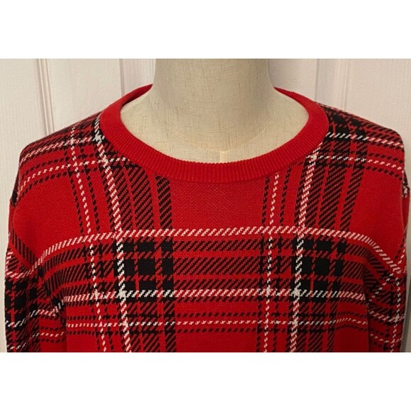 NWT CHARTER CLUB Mens XL Crew Neck Sweater Red Plaid Holiday Christmas Pullover - Picture 2 of 8